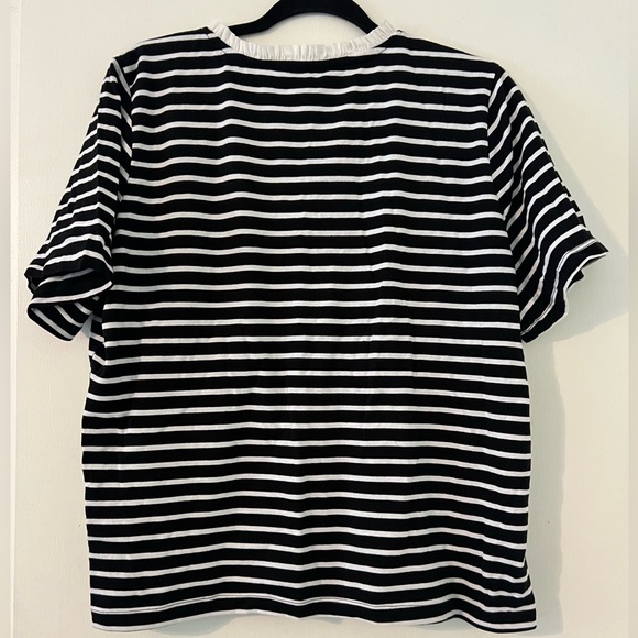 Draper Black and White Striped Short Sleeve Top size XL (F127) - Picture 8 of 10